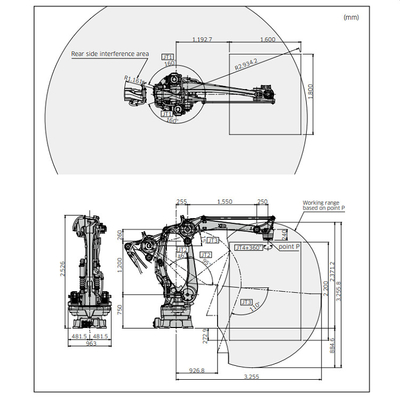 Endroit de sélection de portée de la charge utile 3255mm du bras 180KG de robot d'axe de Kawasaki Robot CP180 6 avec la pince