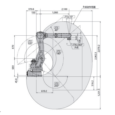 Bras robotique d'axe de la commande numérique par ordinateur 6 de Kawasaki Robot RD080N pour pallettiser avec la charge utile 80KG