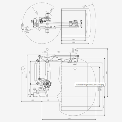 Portée de emballage de la charge utile 3128 des bras 160KG du robot HP160 de Hyundai avec la pince