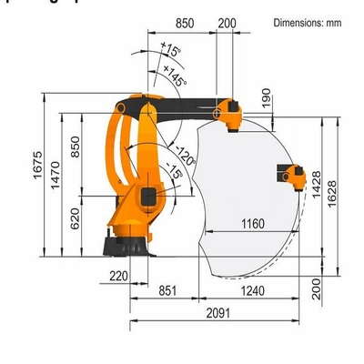 Haches de la PA 4 de Kr 40 pallettisant la charge utile 40KG de bras de robot de Kuka avec le rail de robot de GBS