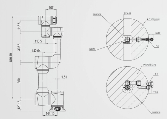 Robot de soudure de collaboration de JAKA 6 de l'axe 819mm de charge utile flexible de la portée 7kg avec Binzel