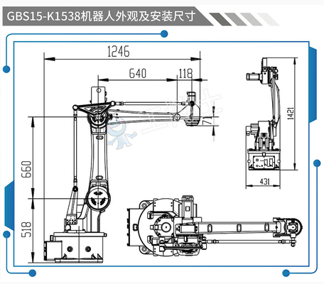 Portée chinoise du bras 1538mm de robot de GBS15-K1538 Palletizer