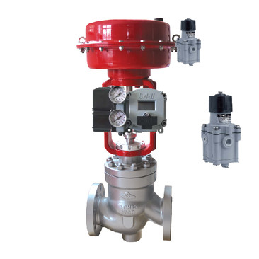 Type d'angle droit valve de guide supérieur avec le régulateur de filtre à air de Masoneilan 78-40 et la valve pneumatique de la valve SVI2