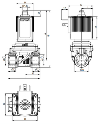 3/2 vanne électromagnétique en laiton fonctionnante résistante à haute pression de Burkert 6524 pour des applications pneumatiques