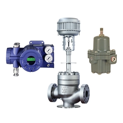 Valve de contrôle de flux avec le régulateur de filtre de Fisher 67CFR et le positionneur de valve de Foxboro SRD960