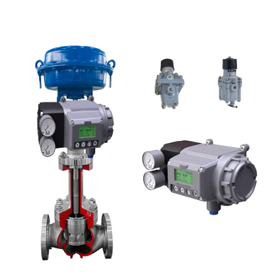 Valve de commande de tuyaux ondulés avec positionneur de vanne numérique Masoneilan SVI3 et régulateur de filtre Masoneilan 78-40