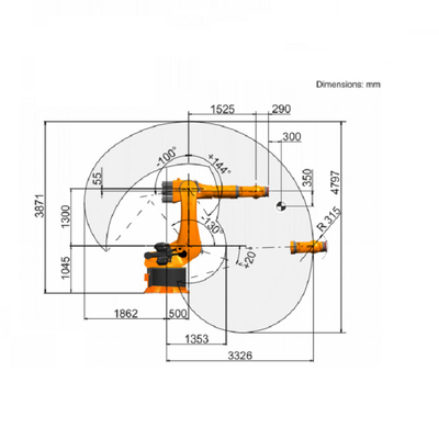 KUKA KR 240 R3330 Robot de palettisation avec rail de guidage linéaire CNGBS comme charge utile automatique de la machine