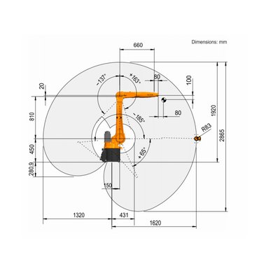 Kuka Industrial Robotic 6 axes KR 8 R1620 avec rail de guidage de robot CNGBS pour l'automatisation de la manutention
