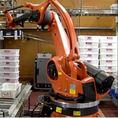 bras robotique de palettisation 5 axes Kuka KR 180 PA avec rail de guidage de robot CNGBS pour le robot de palettisation