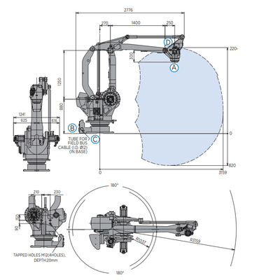 Robot industriel YASKAWA MPL160II avec bras robotique avec une charge utile de 160 kg pour la palettisation