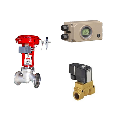 Valve de commande pneumatique avec positionneur électropneumatique Samson 3730-3 et soupape solénoïde de type 5404 Burkert
