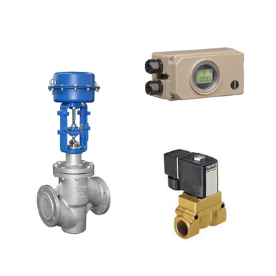 Valve de commande pneumatique avec positionneur électropneumatique Samson 3730-3 et soupape solénoïde de type 5404 Burkert
