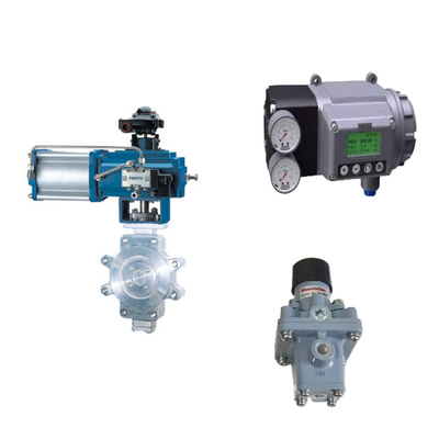 Valve de commande de tuyaux ondulés avec positionneur de vanne numérique Masoneilan SVI3 et régulateur de filtre Masoneilan 78-40
