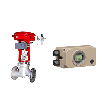 Valve de commande de tuyau ondulé avec positionneur électropneumatique Samson 3730-3 et régulateur de filtre Fisher 67CFR
