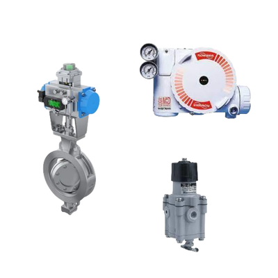 La soupape de commande chinoise avec le positionneur HART numérique Flowserve Logix 3200MD et le régulateur de filtre Masoneilan 78-40