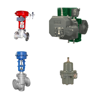 Valve de contrôle haute performance avec positionneur électro-pneumatique Fisher 3720 et régulateur de filtre Fisher 67CFR
