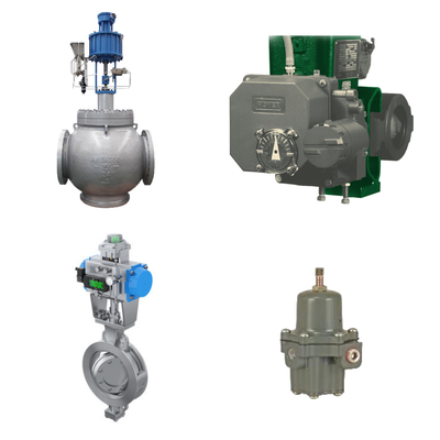 Valve de contrôle haute performance avec positionneur électro-pneumatique Fisher 3720 et régulateur de filtre Fisher 67CFR