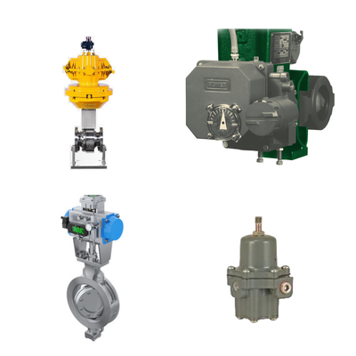 Valve de contrôle haute performance avec positionneur électro-pneumatique Fisher 3720 et régulateur de filtre Fisher 67CFR