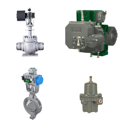 Valve de contrôle haute performance avec positionneur électro-pneumatique Fisher 3720 et régulateur de filtre Fisher 67CFR
