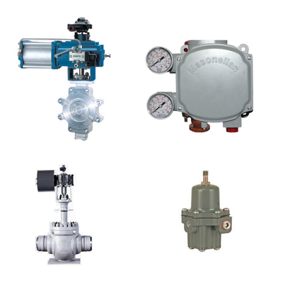 Valve de commande pneumatique avec positionneur de soupape numérique Masoneilan SVi1000 et régulateur de filtre Fisher 67CFR