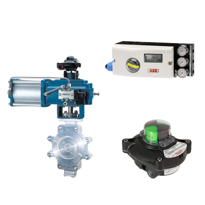 Valve de commande pneumatique avec positionneur ABB TZIDC-200 et commutateur de limite de rotor