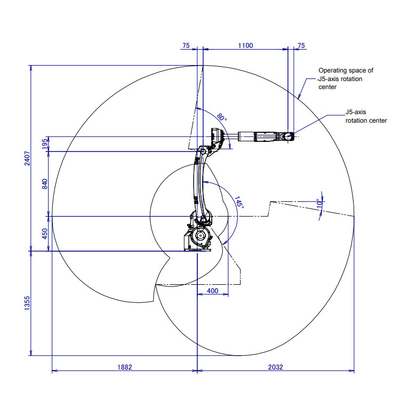 M-10iD/8L Fanuc Robot Arm avec 2032MM de portée de 6 axes Robot Arm avec CNGBS Dressing Pack pour le soudage