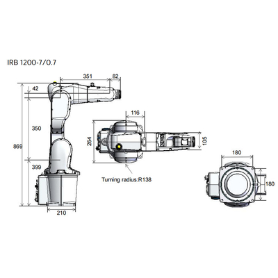 Robot ABB IRB1200 Robot industriel automatique avec une charge utile de 7 kg de 6 axes
