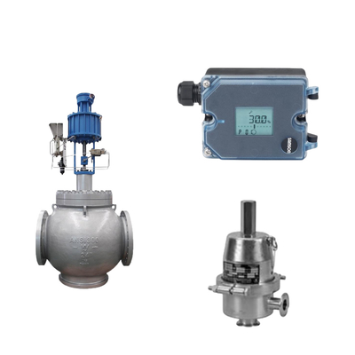 Valve à globe avec positionneur électropneumatique Samson 3725 et vanne régulatrice de pression Fisher SR5