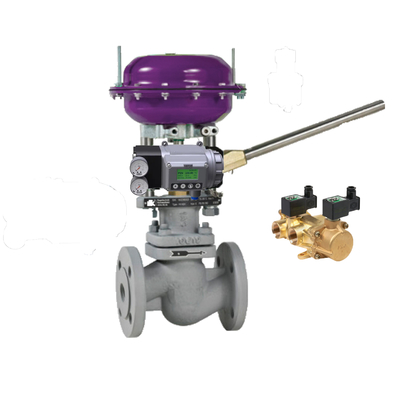 Valve de commande pneumatique avec positionneur Masoneilan SVI3 et ASCO soupapes solénoïdes en laiton série 210 pour le contrôle