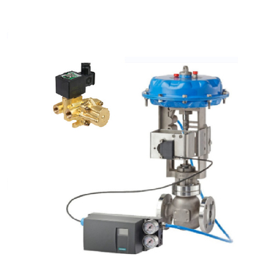 Valve de commande pneumatique avec positionneur Masoneilan SVI3 et ASCO soupapes solénoïdes en laiton série 210 pour le contrôle