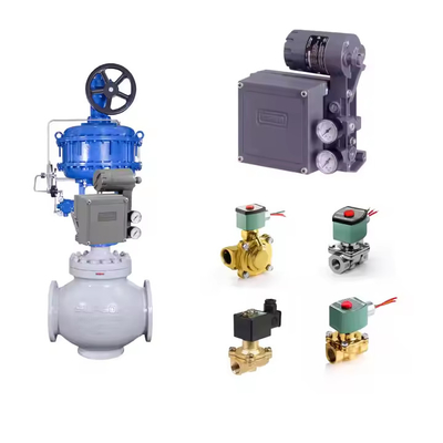 Valve de commande pneumatique avec positionneur électro-pneumatique Fisher 3582i et soupapes solénoïdes ASCO