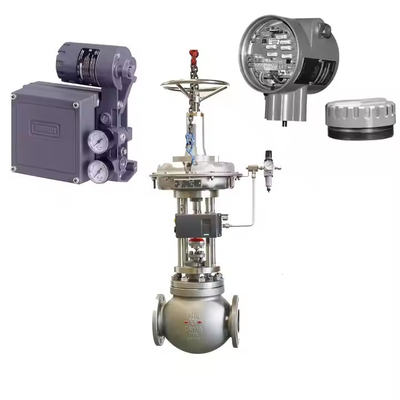 Valve de commande pneumatique avec positionneur électro-pneumatique Fisher 3582i et soupapes solénoïdes ASCO