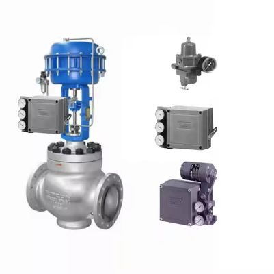 Valve de commande pneumatique avec positionneur électro-pneumatique Fisher 3582i et soupapes solénoïdes ASCO