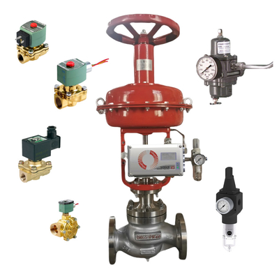 La valve de commande pneumatique linéaire avec le serveur de débit LOGIX 520MD DIGITAL HART VALVE POSITIONER et ASCO soupape solénoïde en stock