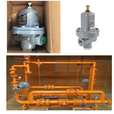 Ventilateur à gaz naturel équipé d'un régulateur de pression de la série Emerson Fisher MR95/MR95L/MR95H et d'un manomètre WIKA