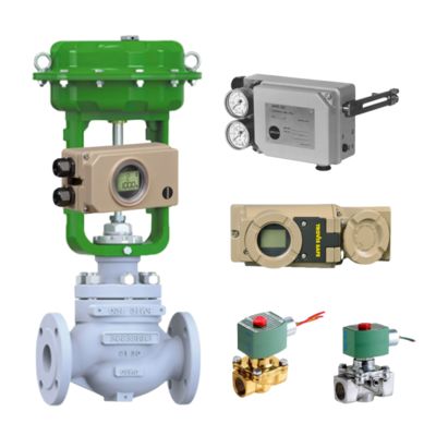 La valve de commande pneumatique jaune clair et le positionneur Samson 3730-3/3731-3 et la valve solénoïde ASCO