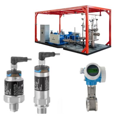Ensemble de vannes à gaz naturel avec débitmètre à vortex Endress+Hauser Proline Prowirl D 200 et capteur de transmission de pression Cerabar PMC21
