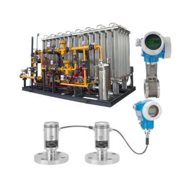 Unité de contrôle de pression/débit avec débitmètre vortex Endress+Hauser Proline Prowirl D 200 et transmetteur de pression Cerabar FMD72