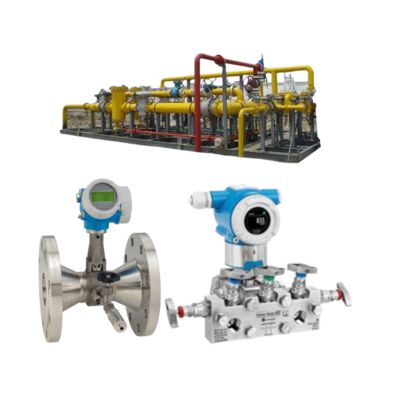 Unité de contrôle de pression/débit avec débitmètre Endress+Hauser Proline Prowirl R 200 et transmetteur de pression différentielle Deltabar PMD50.