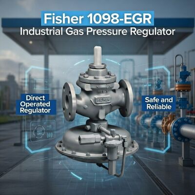 Régulateur de pression de gaz à commande pilote haute capacité Fisher 1098-EGR avec une pression d'admission maximale de 1500 psig