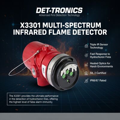 Détecteur de flamme pour centrale GNL, détecteur de flamme infrarouge multispectral DET-TRONICS X3301, prix du capteur de détection d'incendie
