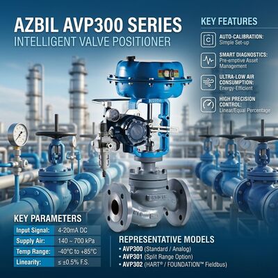 Positionneur de vanne numérique Azbil AVP307 avec communication HART, entrée 4-20 mA DC et boîtier IP65
