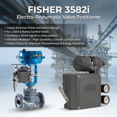 Positionneur de soupape électro-pneumatique original E-merson F-isher 3582i avec convertisseur 582i 4-20mA