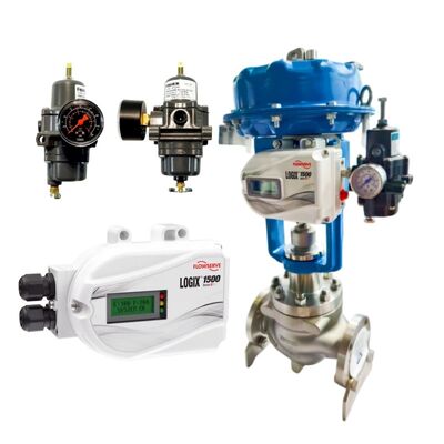 Positionneur de vanne numérique Flowserve Logix 1500 avec communication HART 7, protection IP66 NEMA 4X et signal d'entrée 4-20 mA CC
