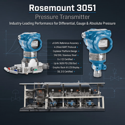 Transmetteur de pression intelligent à monture rose 3051 avec acier inoxydable 316L 4-20 mA DC / HART et ± 0,04% de précision de l'étirement