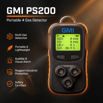 GMI PS200 PS500 Détecteur de gaz multiportatif 4 Moniteur de gaz Instrument de détection de gaz de sécurité personnelle