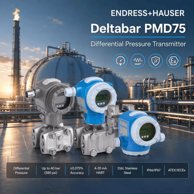 Capteur de pression Endress+Hauser Deltabar PMD75 HART 4-20mA Instrument de procédé Pression différentielle Transmetteur E+H
