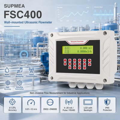 Débitmètre ultrasonique Supmea FSC400, débitmètre d'eau non invasif à pince, débitmètre industriel