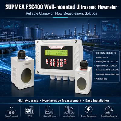 Débitmètre à ultrasons Supmea FSC400 à fixer au mur, à temps de transit, numérique pour liquide