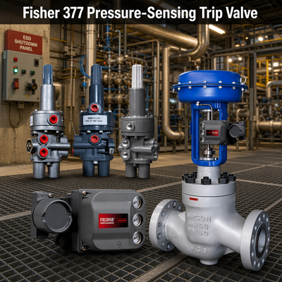 Fi-sher 377 Pressure-Sensing Trip Valve Pneumatic Emergency Shutdown Fail Safe Control Valve Trip Valve